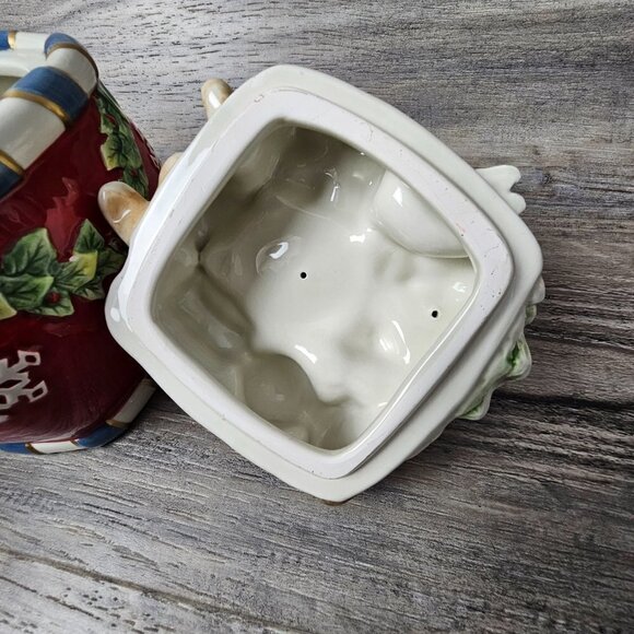 Fitz and Floyd Holiday Snowman Cookie/Candy Lidded Ceramic Jar - Picture 6 of 10